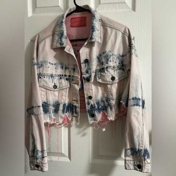 Signature8 Jackets & Blazers - Signature 8 Denim Pink Distressed Cropped Jean Jacket Size:M